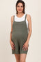 Green Olive Front Pocket Overall Knit Maternity Romper