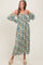 Deep Teal Floral Print Off Shoulder Smocked Maxi Dress