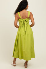 Lime Back Bow Tie Detail Sleeveless Midi Dress