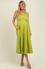 Lime Back Bow Tie Detail Sleeveless Maternity Midi Dress