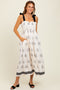 Cream/Black Vintage Floral Border Printed Smocked Top Sleeveless Maxi Dress