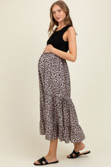 Black/Animal Print Mixed Maternity Maxi Dress