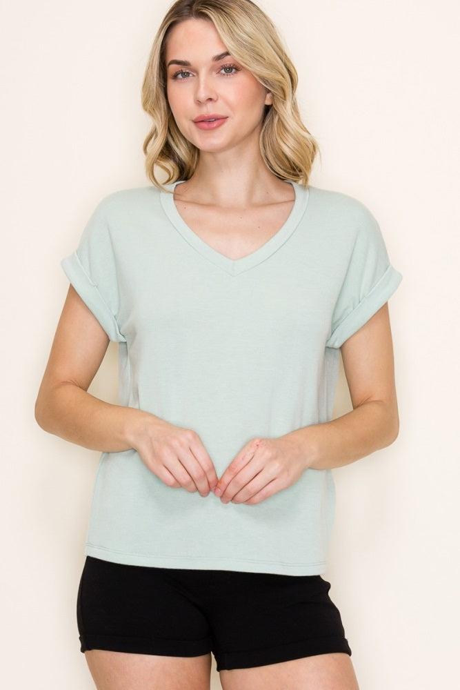 Light Olive Terry Short Sleeve Maternity Top