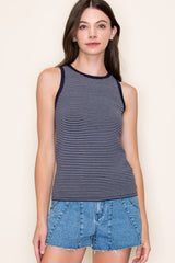Navy Striped Knit Maternity Tank