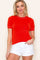 Coral Red Knit Crew Neck Short Sleeve Top