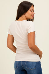 Cream Ribbed Square Neck Maternity T-Shirt