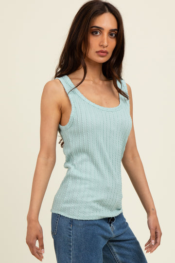 Light Olive Textured Tank Top