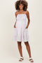 Ivory Floral Smocked Waist Ruffle Accent Maternity Dress