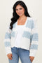 Light Olive Colorblock Chunky Knit Open Cardigan