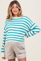 Green Multicolor Stripe Maternity Sweater