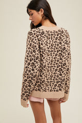 Beige Animal Print Sweater