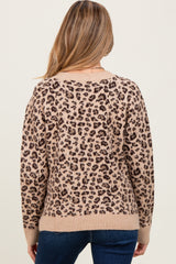 Beige Animal Print Maternity Sweater
