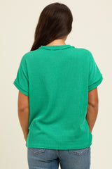 Green Exposed Seam Short Sleeve Maternity Top