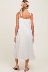 Ivory Shoulder Tie Maternity Midi Dress