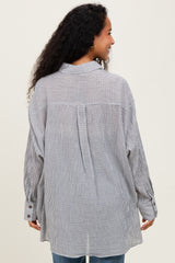 Black Checker Plaid Oversized Button Down Maternity Shirt