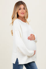 Ivory Oversized Exposed Seam Maternity Sweater