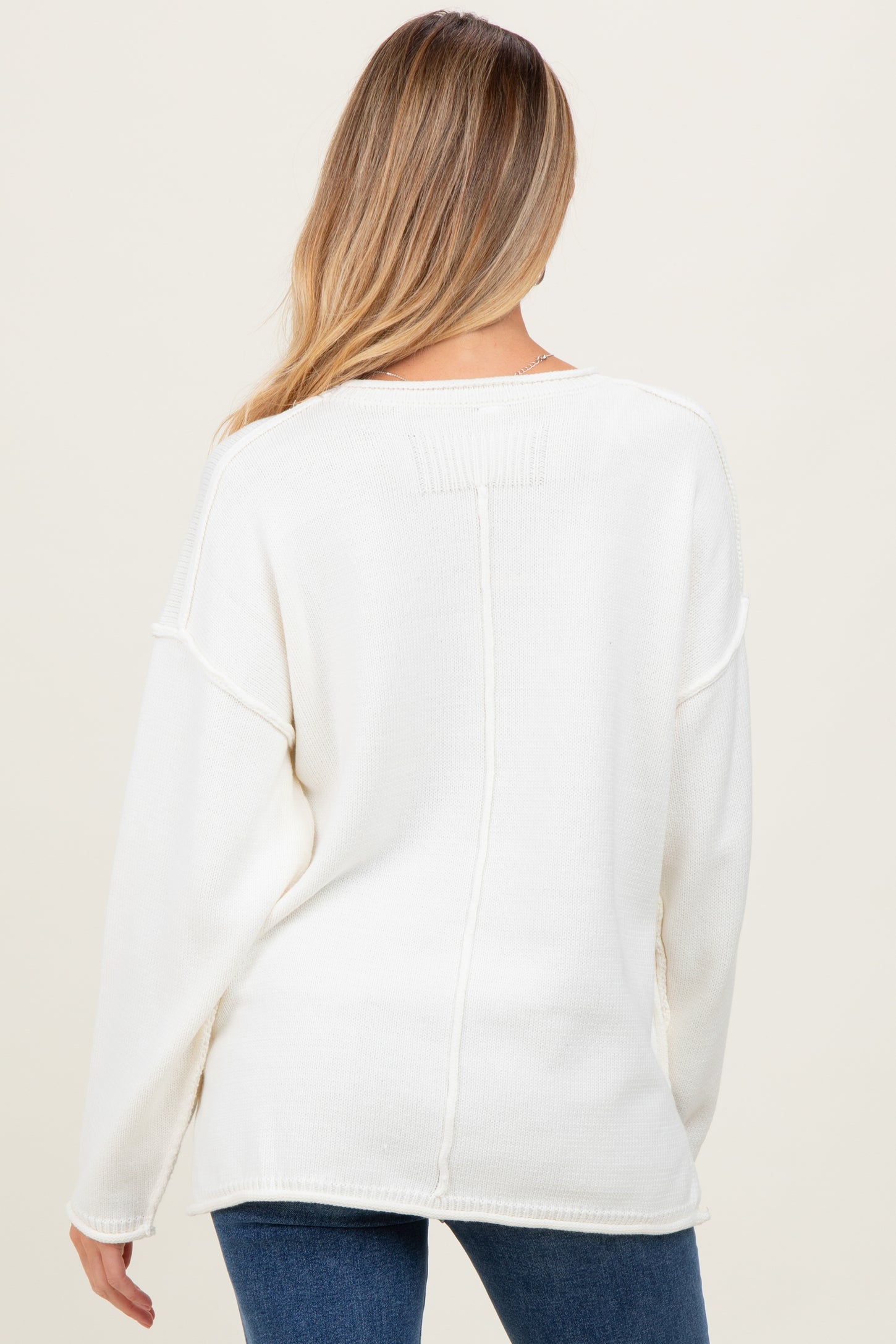 Ivory Oversized Exposed Seam Maternity Sweater