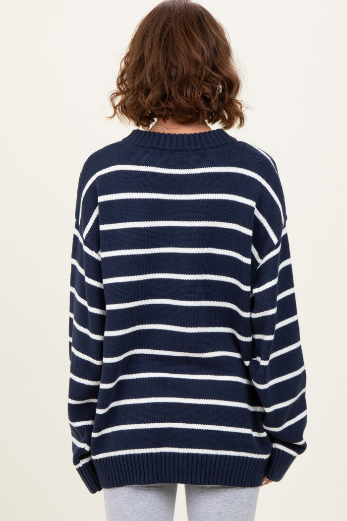 Navy Striped Oversized Sweater