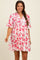 Red Floral V-Neck Crochet Trim Maternity Dress