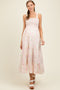 Light Pink Smocked Cotton Floral Sleeveless Maternity Maxi Dress