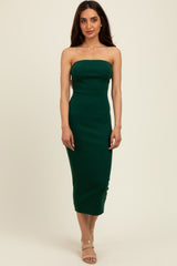 Hunter Green Fitted Tube Knit Midi Dress