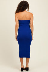 Royal Fitted Tube Knit Maternity Midi Dress