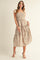 Cream Tie Shoulder Detail Floral Midi Dress