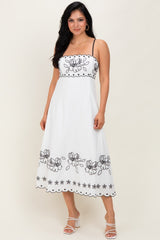 Ivory/Black Floral Embroidered Maxi Dress