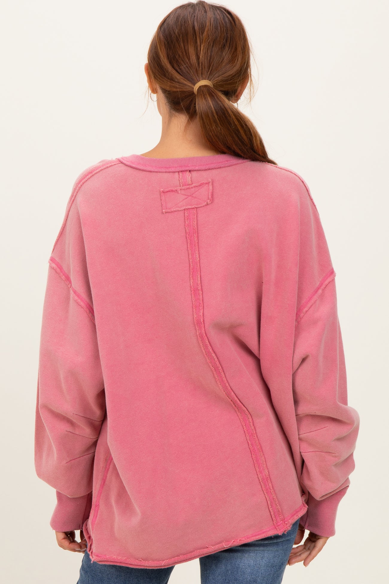 Rose Mineral Washed French Terry Oversized Sweatshirt