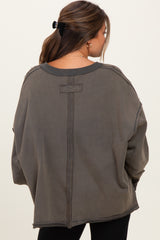 Charcoal Mineral Washed French Terry Oversized Maternity Sweatshirt