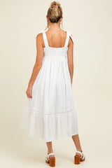 Ivory Embroidered Cotton Summer Maternity Maxi Dress