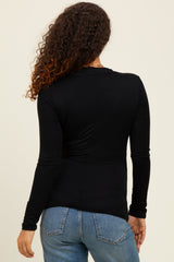 Black Long Sleeve Wrap Front Maternity Nursing Top