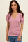 Mauve Textured Short Puff Sleeve Top