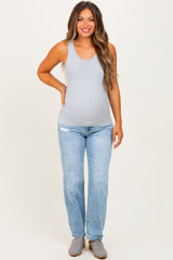 Light High Rise Ankle Boyfriend Distressed Maternity Jeans