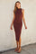 Rust Simple Mock Neck Midi Slip Dress