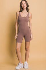 Mocha Ribbed Knit Tank Top Romper