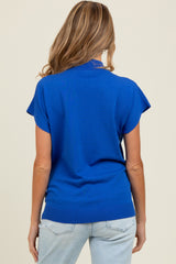 Royal Blue Mock Neck Knit Maternity Top