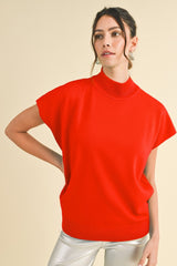 Red Mock Neck Knit Maternity Top