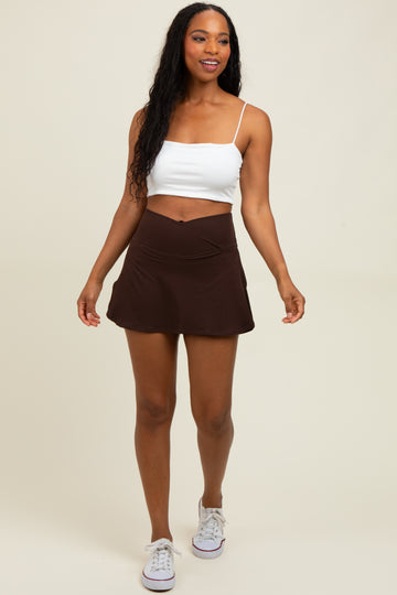 Brown Crossover V-Waist Skort