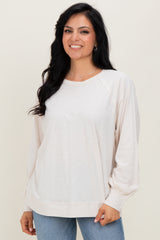 Cream Oversized Cotton Slub Long Sleeve Top