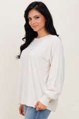 Cream Oversized Cotton Slub Long Sleeve Top