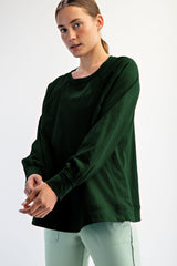 Forest Green Oversized Cotton Slub Long Sleeve Maternity Top