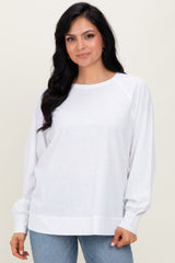 White Oversized Cotton Slub Long Sleeve Top