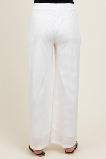 Ivory Ribbed Side Pocket Maternity Lounge Pants