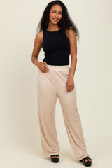 Beige Ribbed Side Pocket Lounge Pants