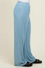 Light Blue Ribbed Side Pocket Lounge Pants