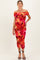 Orange Printed Off Shoulder Ruched Maternity Midi Dress