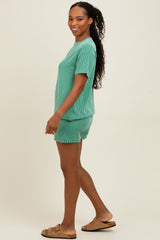 Green Ribbed Short Sleeve Tee and Short Set