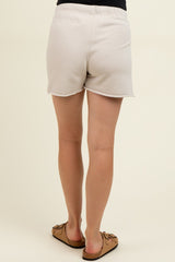 Light Grey Drawstring Raw Hem Maternity Shorts