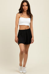 Black Ribbed Lounge Shorts